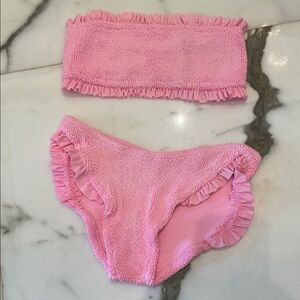 Hunza G Pink Ruffle bandeau Bikini Set